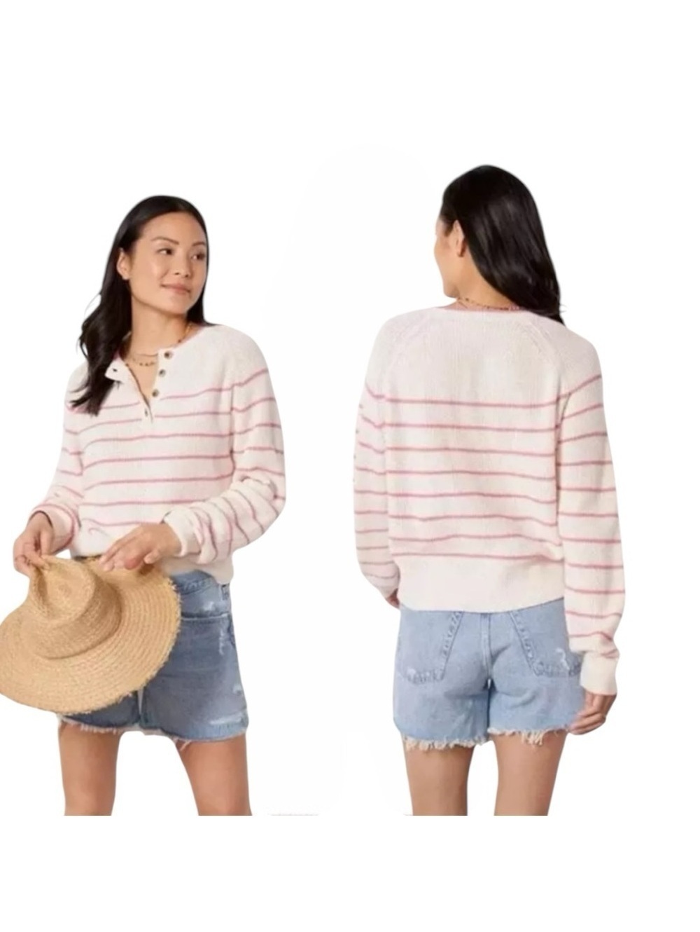 Velvet by Graham & Spencer Women's Kierra Henley Button-up Knit Sweater Size XL